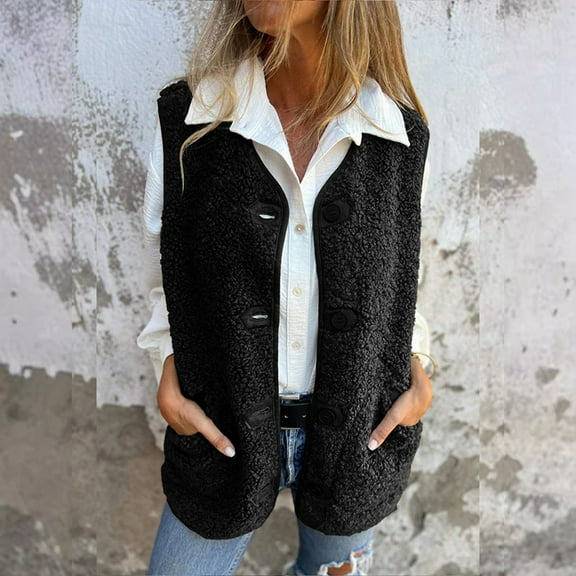 Women's Vest Jacket Cozy Lambswool Button Soft Stylish Layering