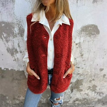 Women's Vest Jacket Cozy Lambswool Button Soft Stylish Layering
