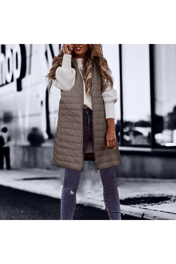 Women's Down Vest Long Winter Thin And Light Down Coat Casual Down Coat Slim Gilet Quilted Jacket Outdoor Winter Coat Vest With Pockets Winter Jacket Womens Womens Coat Hoodie Anorak Jacket Women plus