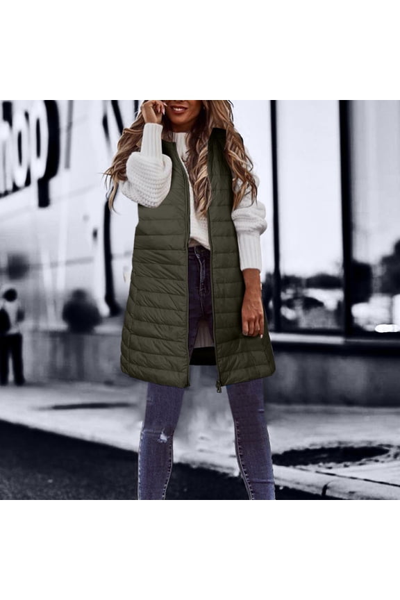 Women's Down Vest Long Winter Thin And Light Down Coat Casual Down Coat Slim Gilet Quilted Jacket Outdoor Winter Coat Vest With Pockets Winter Jacket Womens Womens Coat Hoodie Anorak Jacket Women plus