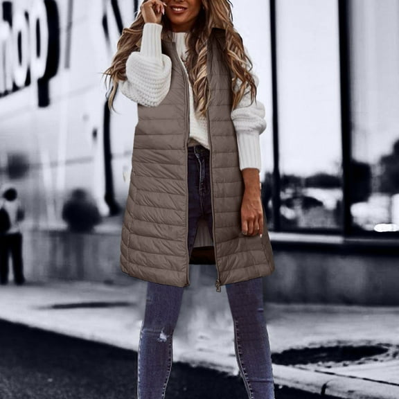 Women's Down Vest Long Winter Thin And Light Down Coat Casual Down Coat Slim Gilet Quilted Jacket Outdoor Winter Coat Vest With Pockets Women's Winter Jackets plus Size Cropped Jackets for Women