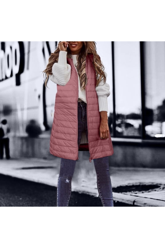 Women's Down Vest Long Winter Thin And Light Down Coat Casual Down Coat Slim Gilet Quilted Jacket Outdoor Winter Coat Vest With Pockets Women's Winter Jackets plus Size Cropped Jackets for Women