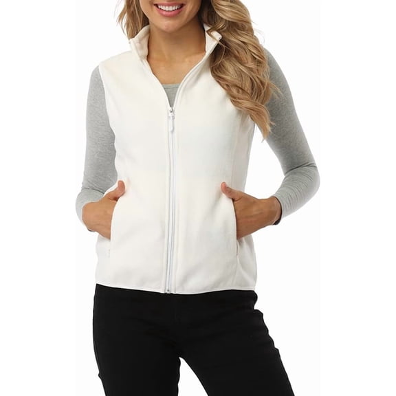 Women's Vest Outerwear Soft Sleeveless Zip Jackets  Classic Fit with Zip up Pockets