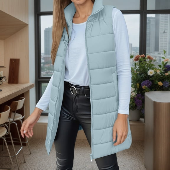 Women's Vest Puffer Vest Zipper Sleeveless Womens Vests Lightweight Cute Winter Outfits Womens Outfits