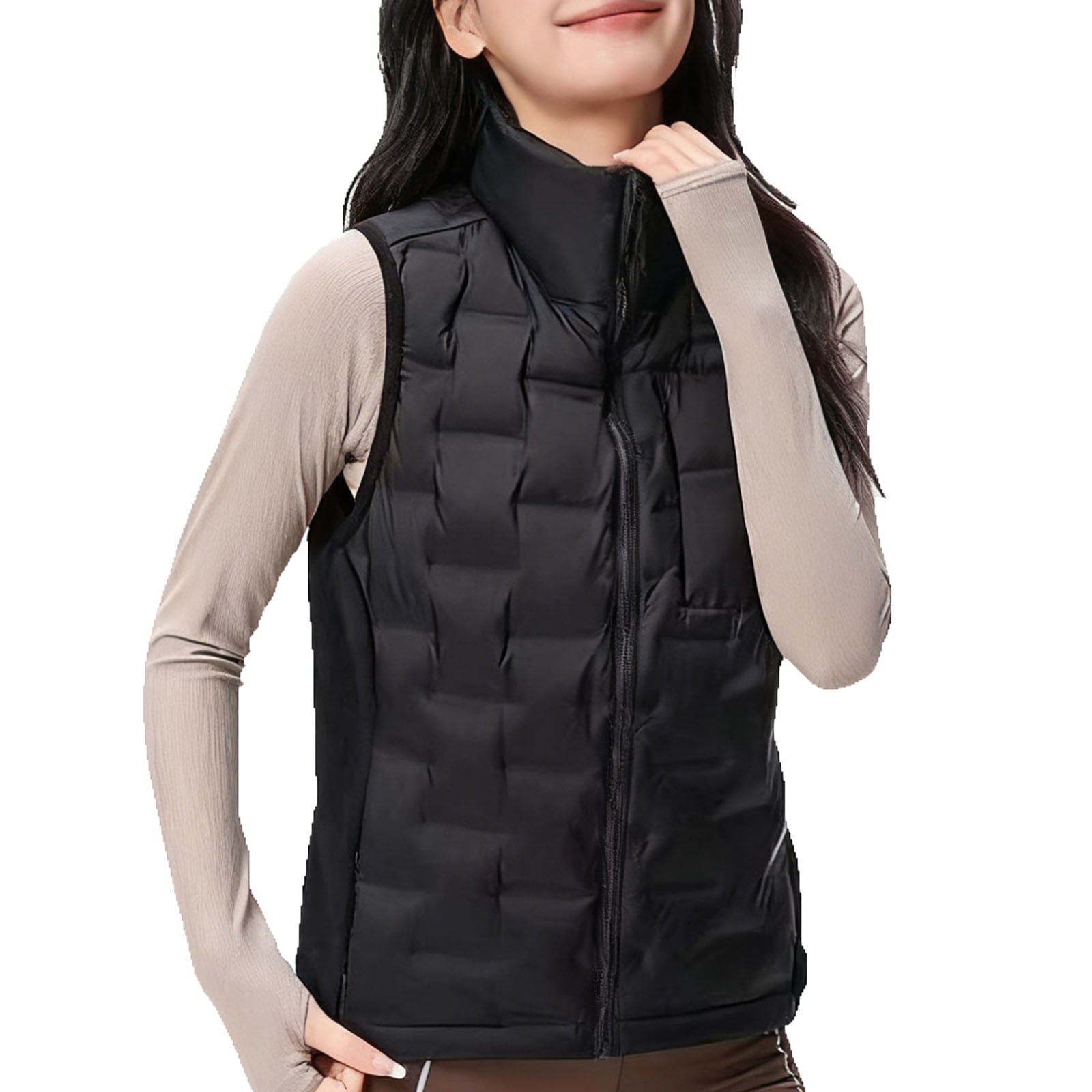 Women's Down Vest, Short Stand Collar Seamless Seam Sealed, Quilted Lightweight Insulation, Full Zip Front with Pocket, Versatile Sleeveless for Casual Layering