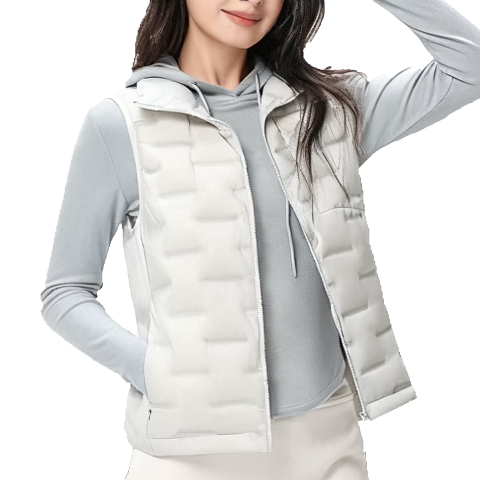 Women's Down Vest, Short Stand Collar Seamless Seam Sealed, Quilted Lightweight Insulation, Full Zip Front with Pocket, Versatile Sleeveless for Casual Layering