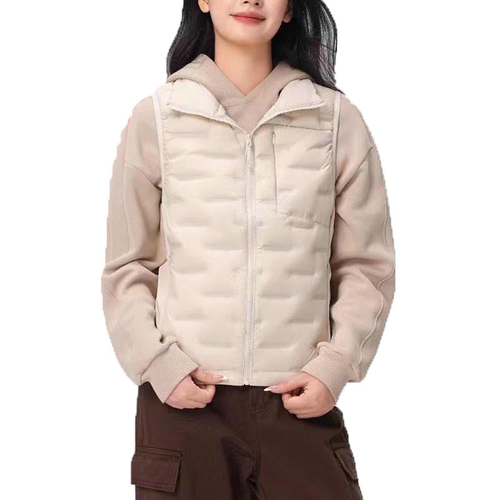 Women's Down Vest, Short Stand Collar Seamless Seam Sealed, Quilted Lightweight Insulation, Full Zip Front with Pocket, Versatile Sleeveless for Casual Layering
