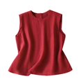 thumbnail image 1 of Women's Vest Sleeveless Cotton-Linen Plus-Size Loose-Fit Slimming T-Shirt - White/Red/Beige - M/L/XL/XXL | Yubnlvae (Red | XL), 1 of 6