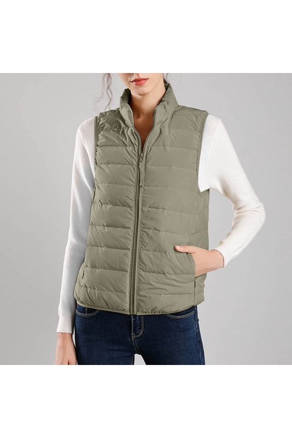 Women's Vest Sleeveless Jacket Coat Casual Autumn Warm Vest Cardigan Zipper Warm And Temperament Vest Coat With Pockets Anorak Jacket Women Womens Jacket Business Casual Puffy Vests Casual Wrap Jacket