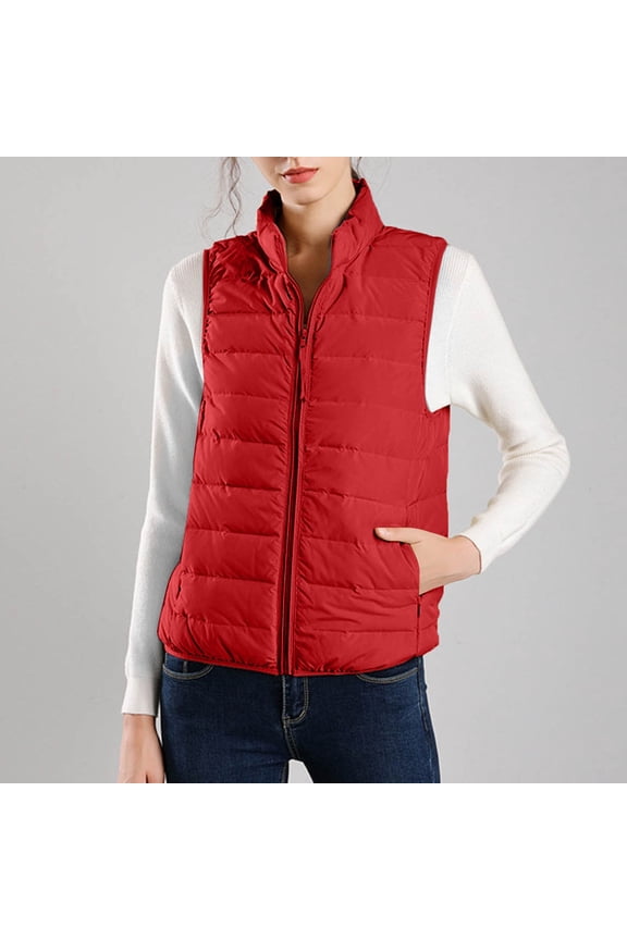 Women's Vest Sleeveless Jacket Coat Casual Autumn Warm Vest Cardigan Zipper Warm And Temperament Vest Coat With Pockets Anorak Jacket Women Womens Jacket Business Casual Puffy Vests Casual Wrap Jacket