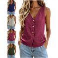 thumbnail image 1 of Women's Vest Sleeveless Knit V-Neck Button Up Casual Sweater Vest for Outdoor & Casual, 1 of 9