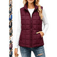 thumbnail image 1 of Women's Vest Sleeveless Zip up Puffer with Pockets Lightweight Stand Collar Warm Gilet Fall Winter Outerwear Layering, 1 of 9