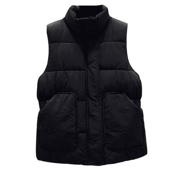 Women's Vest - Stand Collar Lightweight Zip up Quilted Vest for Women Sleeveless Slim Fit Jacket with Pockets