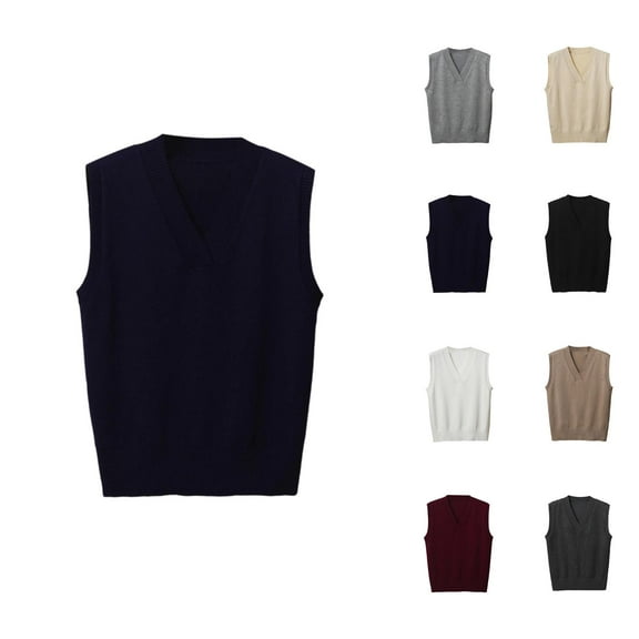 Women's Vest Top Sleeveless Sweater for Layering Under Blazers and Coats Knit V Neck Pullover Thin Cardigan Casual Stretchable Soft Comfortable Lightweight Tops For Fall Winter Spring Everyday Wear
