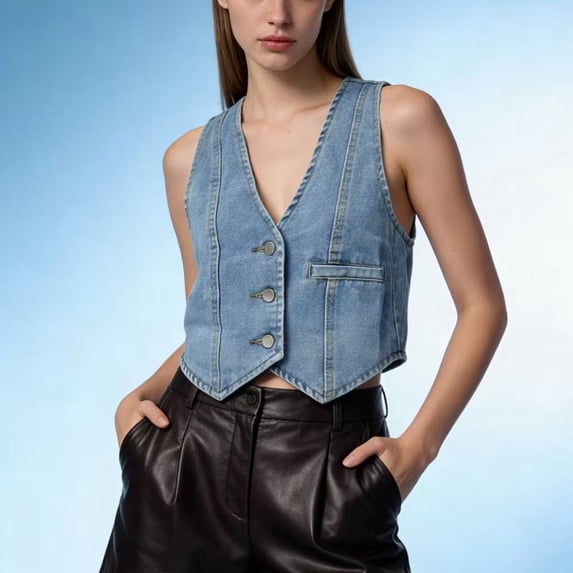 Women's Vest Tops V-Neck Ladies Summer Tank Shirt Sleeveless Blouse for Casual Everyday Outfits Light Blue L