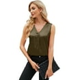 thumbnail image 1 of Women's Vest V-neck Solid Color Shiny Satin Vest Female Smooth Soft Sleeveless Shirt Women Commuting Style Vest Tops, 1 of 2
