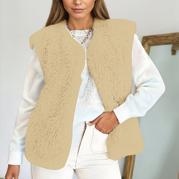 Women's Vest Women Vest Button Down Sleeveless Fuzzy Vest Women Winter Vests Womens Vest Top Trendy