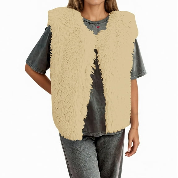 Women's Vests Fleece Vest Button Down Sleeveless Fuzzy Women Winter Clothes Puffy Coats for Women