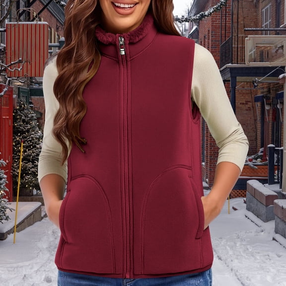 Women's Vests Fleece Vest Women Zip Up Sleeveless Fuzzy Vest Women Fall Vest Puffy Coats for Women