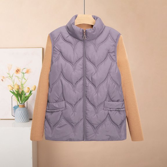 Women's Vests Puffer Vest for Women Zip Up Sleeveless Womens Vests Lightweight Winter Clothing Cold Weather Clothes for Women