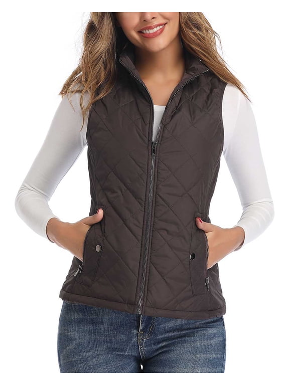 Women's Vests Zip up Quilted Padded Lightweight Vest for Women