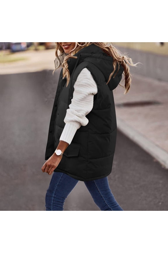 Women's Vests s Solid Color Sleeveless And Checkered Short Sleeveless Jacket Workout Jackets Long Puffer Puffy Thick Casual Comfy Vests for Woman