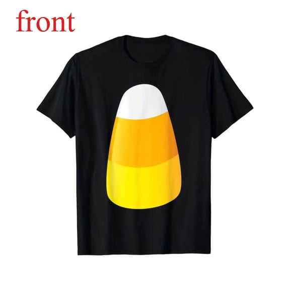 Women's "Vibrant Candy Corn Print" Festive Graphic Comfortable T-Shirt Breathable Short Sleeve Round Neck Top Black S-5XL