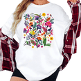thumbnail image 1 of Women's Vibrant Multicolor Wildflower Bouquet Botanical Floral Art Graphic Cotton T Shirt Short Sleeve Round Neck Top White S-5XL, 1 of 5