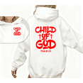 thumbnail image 1 of Women's Vibrant Red Graphic Child Of God Breathable Hoodie Comfortable Hooded long-sleeved White S-2XL, 1 of 6