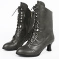 thumbnail image 1 of Women's Victorian Ankle Boots - Mid Calf, Round Toe, Black Boots with Chunky Heel & Lace Up Detail,36, 1 of 6