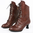 thumbnail image 1 of Women's Victorian Ankle Boots - Mid Calf, Round Toe, Black Boots with Chunky Heel & Lace Up Detail,40, 1 of 7