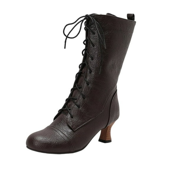 Women's Victorian Ankle Boots Side Zipper Block Chunky Mid Heel Boots Y2K Trendy 2025 Boots Shoes