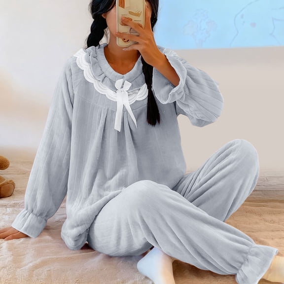 Women's Victorian Cotton Nightgown Vintage Princess Style Nightdress Long Lace Ruffled Sleepwear Blue XL