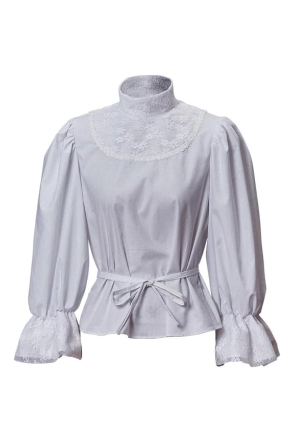 Women's Victorian Edwardian Blouse - Elegant Lace Neck Renaissance Top