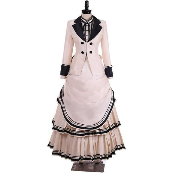 Women's Victorian Edwardian Gown Southern Belle Historical Civil War Style Dress with Bustle Skirt and Coat