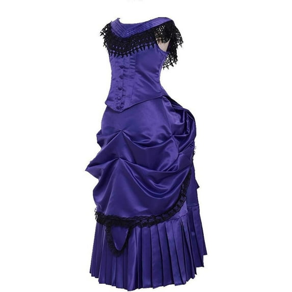 Women's Victorian Lady Costume Vintage Victorian Edwardian Bustle Dress Gown Skirt