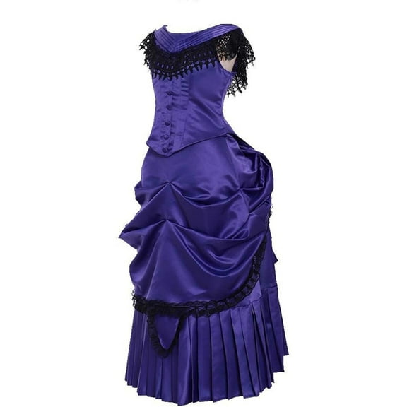 Women's Victorian Lady Costume Vintage Victorian Edwardian Bustle Dress Gown Skirt