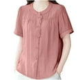 thumbnail image 1 of Women's Victorian Puff Sleeve Blouse Crewneck Short Sleeve Solid Color Button Front Retro Top Feminine Vintage Inspired, 1 of 5