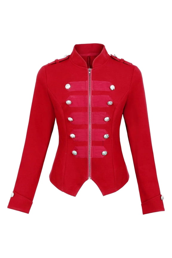 Women’s Victorian Steampunk Ringmaster Jacket Elegant Military Style Blazer Coat