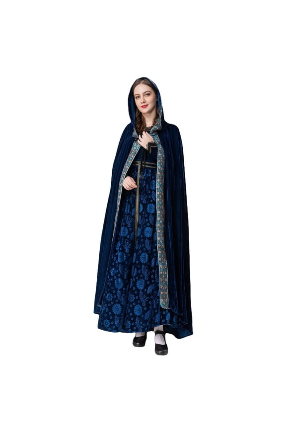 Women's Victorian Vampire Costume Renaissance Princess Dress Halloween Dress Up with Full Length Cloak
