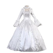 Womens Victorian-style vintage wedding dress, white jacquard court gown, gothic Lolita-style long dress with a large skirt, custom-made to size