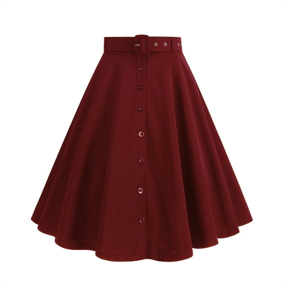 Women's Vintage 1950s Cocktail Skirt Dress A Line Swing Dress Red S