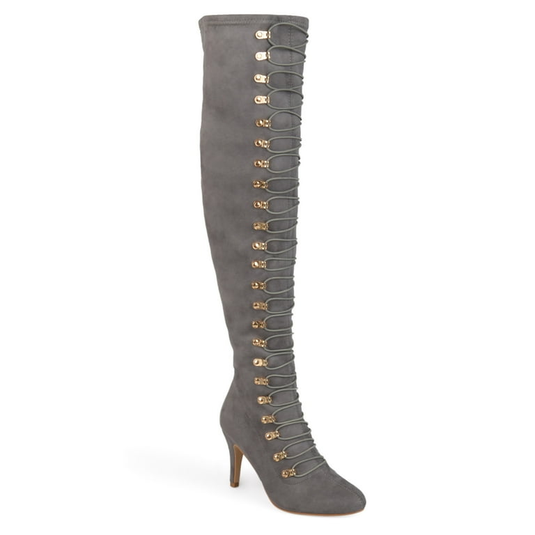 Women s Vintage Almond Toe Over the knee Boots Walmart