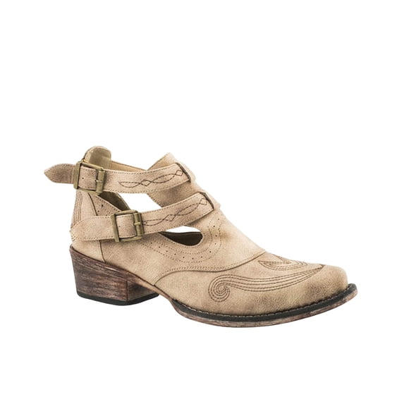Women's Vintage Beige Harness Fashion Booties Snip Toe - 09-021-1567-2186 TA 8 1/2 M US