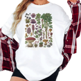 thumbnail image 1 of Women's Vintage Botanical Mushroom And Wildflower Nature Graphic Comfortable T Shirt Short Sleeve Round Neck Top White S-5XL, 1 of 5