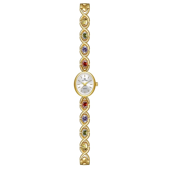 Women’s Vintage Bracelet Watch, Colorful Crystal Watches for Women, Small Face Quartz Watch with Stainless Steel Bracelet Band, Water Resistant Jewelry Wrist Watch, Gold Silver Gift Watch for Women