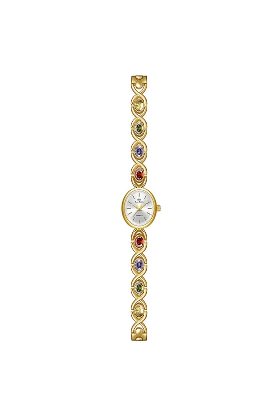 Women’s Vintage Bracelet Watch, Colorful Crystal Watches for Women, Small Face Quartz Watch with Stainless Steel Bracelet Band, Water Resistant Jewelry Wrist Watch, Gold Silver Gift Watch for Women