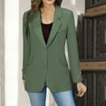 thumbnail image 1 of Women's Vintage British Style Blazer - Single Breasted Long Sleeve Loose Fit Elegant Jacket for Work Casual Office Wear Green, 1 of 10