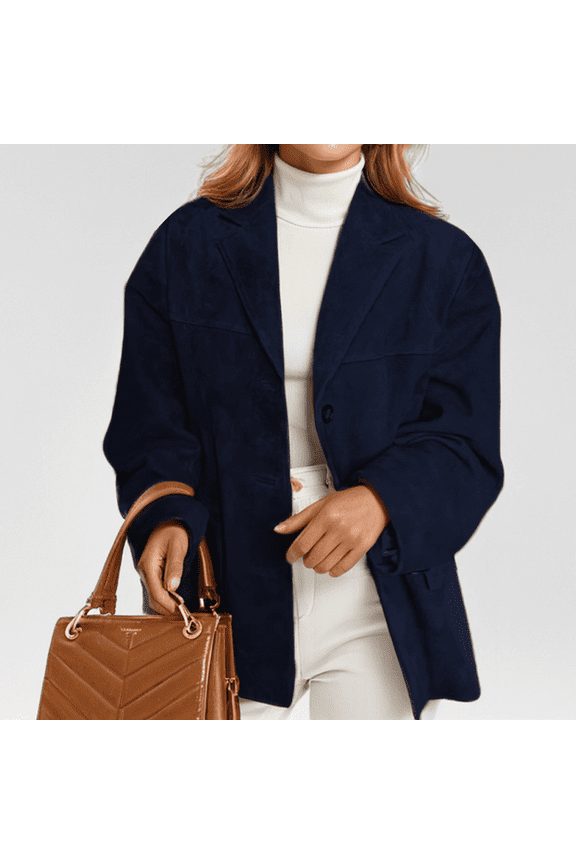 Women’s Vintage Brown Oversized Blazer Loose Fit Long-Sleeve Suit Jacket Casual Chic Pocket Design Retro Style Office Wear Layering Outerwear Fashion Coat