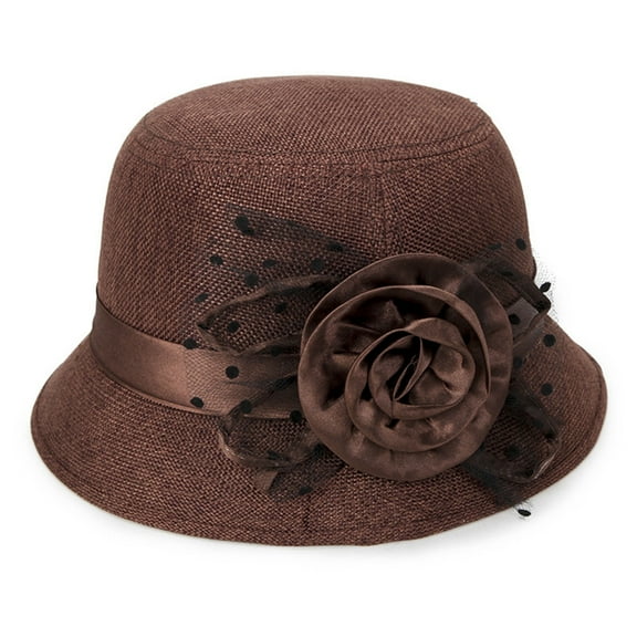 Women's Vintage Bucket & Cloche Hats - Bowler Style, Suitable for Church Weddings, Winter Fascinator Designs,Brown,One Size,Dailypoc
